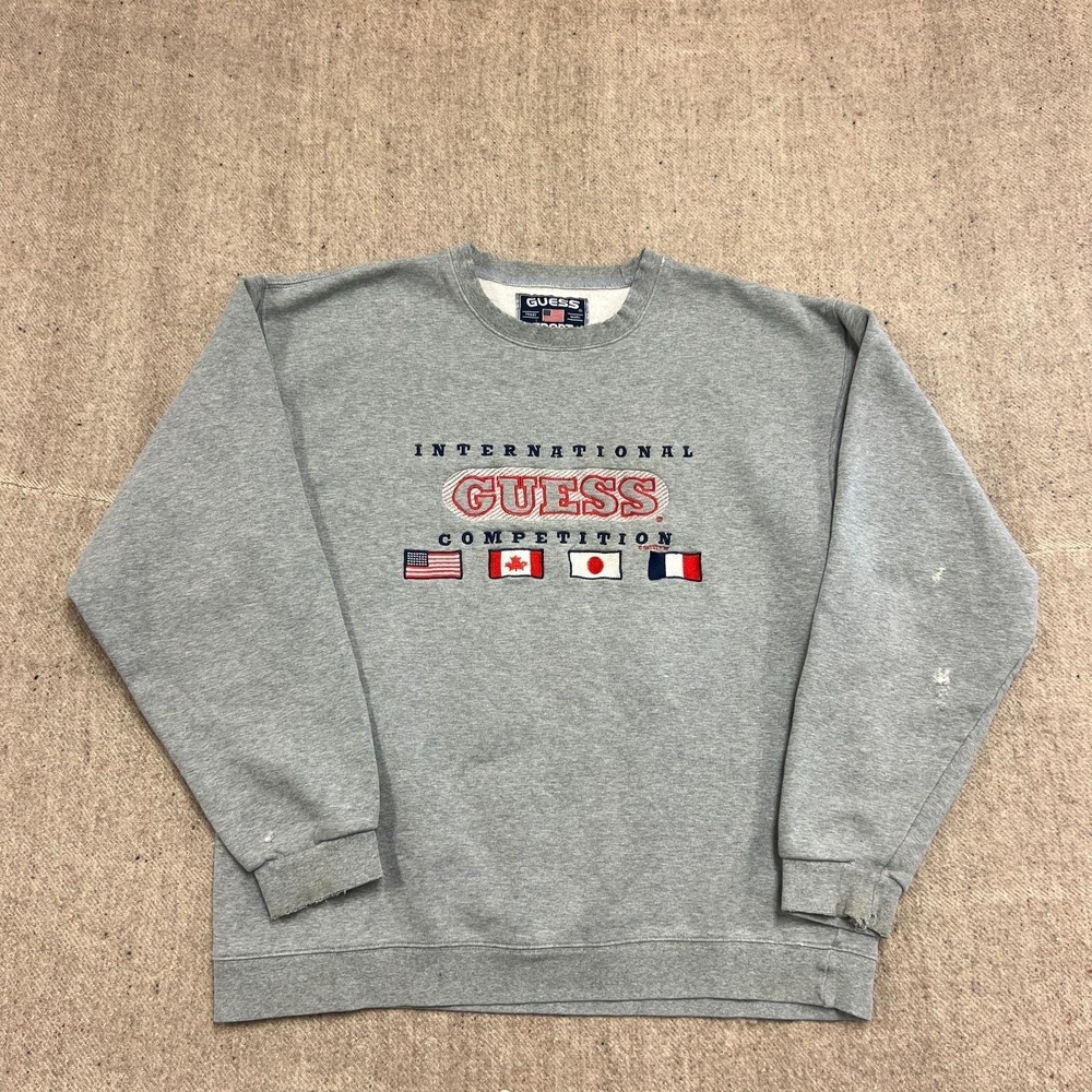 Vintage Guess Sport Sweatshirt Mens Large Gray 1990s